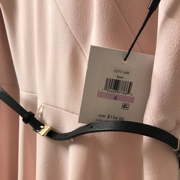 Calvin Klein New Keyhole Fit-and-Flare Belt Dress - Picture 3 of 7